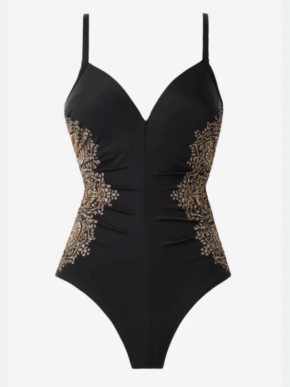 Miraclesuit Black One-Piece Swimsuit with Gold Side Embellishment